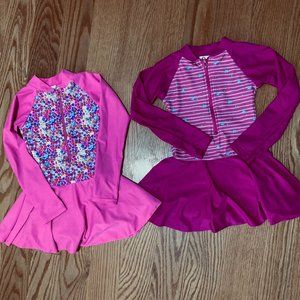 Girls Long Sleeve Rash Guard twirl skirt swimsuit